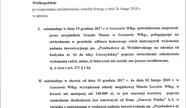 Remont Wróblewskiego nie dla prokuratury