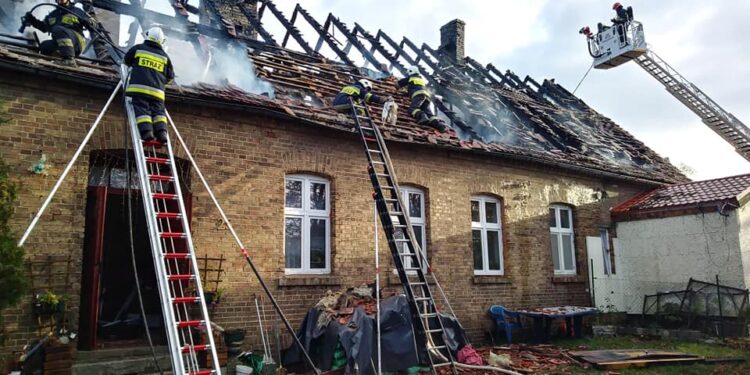 Pożar domu w Podjeninie