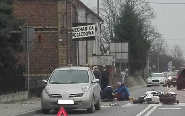 Wypadek: motocyklista w szpitalu
