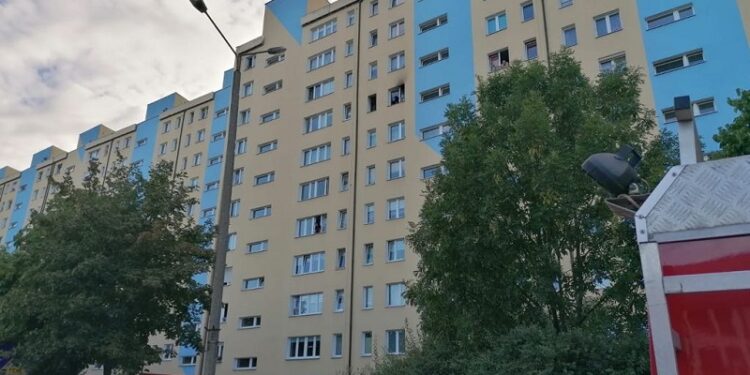 Pożar mieszkania na 7. piętrze wieżowca