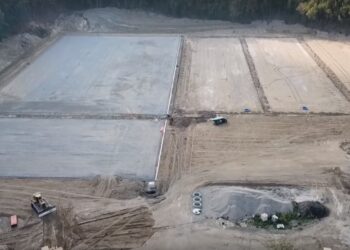 GORZÓW z DRONA – Trwa budowa boisk piłkarskich przy ulicy Żwirowej