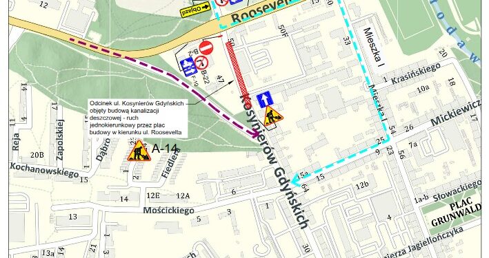 Utrudnienia na ul. Kosynierów Gdyńskich