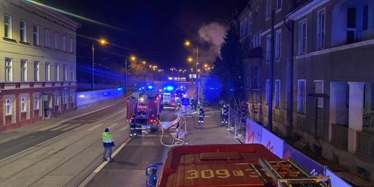 Paliło się w poszpitalnych budynkach przy Warszawskiej