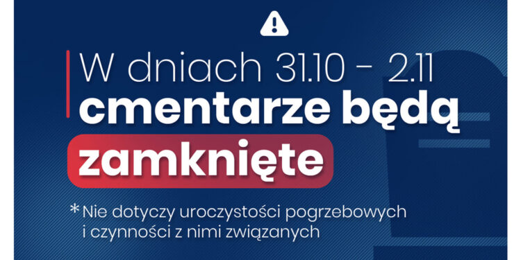 Cmentarze zamknięte od soboty do poniedziałku