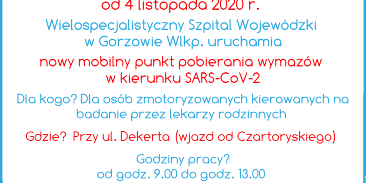 Nowy mobilny punkt pobierania wymazów