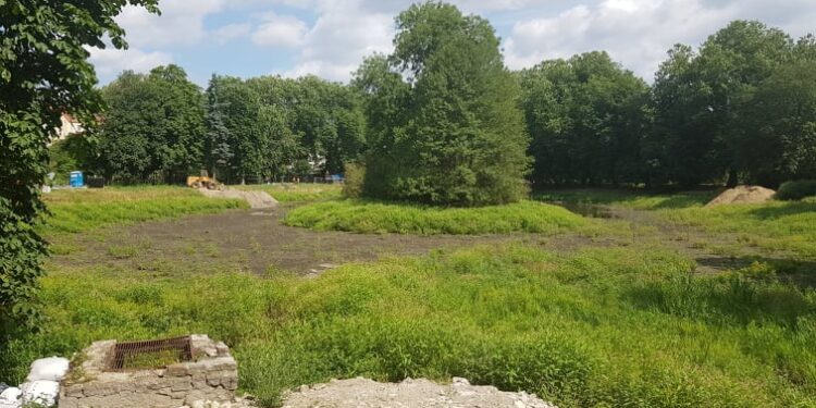 W stawie jest łąka i gruz. Koniec prac znów przesunięty