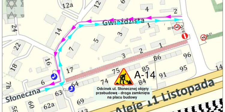 Prace i utrudnienia na Słonecznej