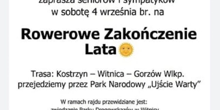 Rada Seniorów zaprasza na rajd rowerowy