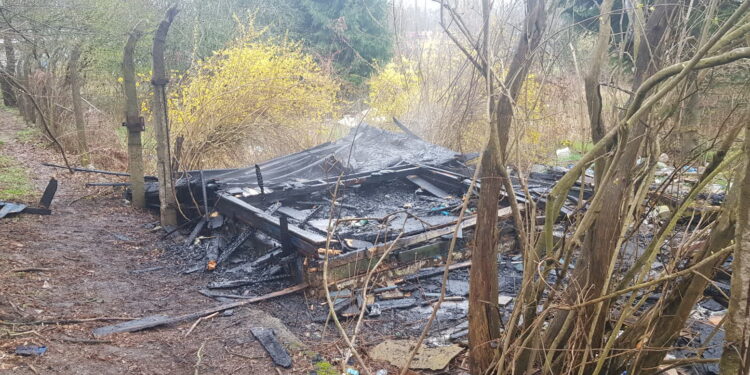 Pożar na działkach na Walczaka