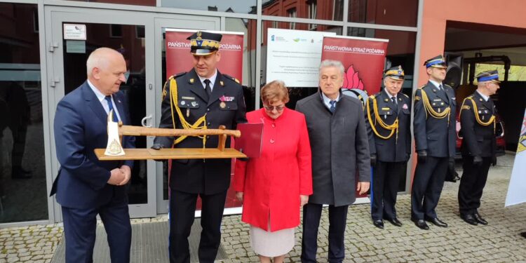 Powitanie generała Patryka Maruszaka w gorzowskiej komendzie Straży Pożarnej