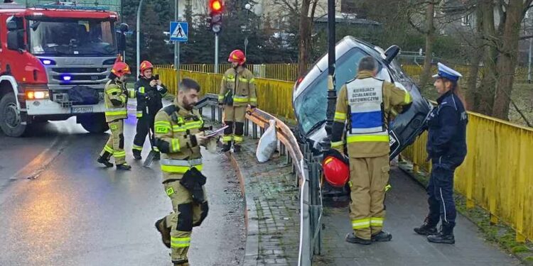 Auto wypadło z drogi na Owocowej
