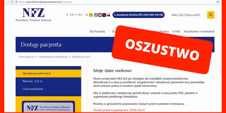 NFZ przestrzega przed fałszywymi stronami www