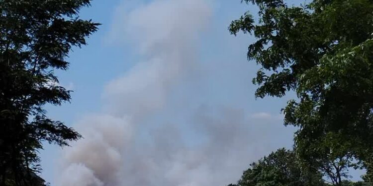 Pożar zboża w Lubnie