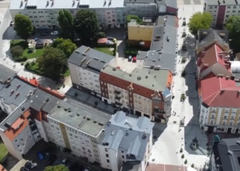 Gorzów z drona – ul. Hawelańska i ul. Wełniany Rynek