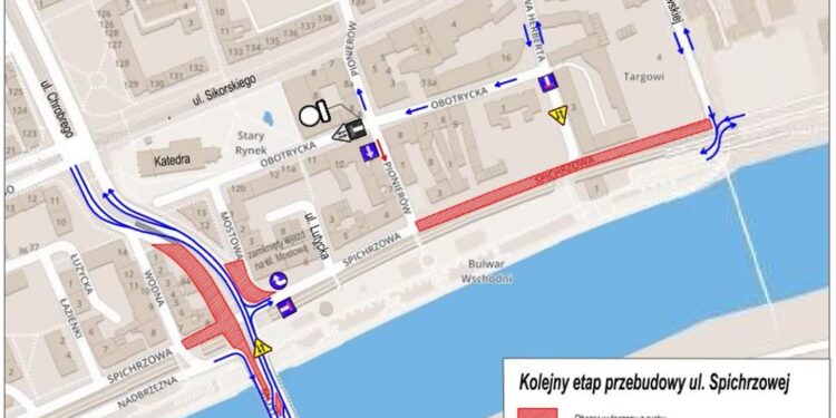 Kolejny etap remontu Spichrzowej i kolejne zmiany dla kierowców