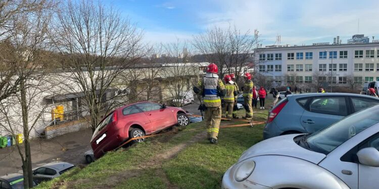 Samochód stoczył się z górki na Wyczółkowskiego