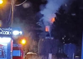 Pożar domu w Sanotku