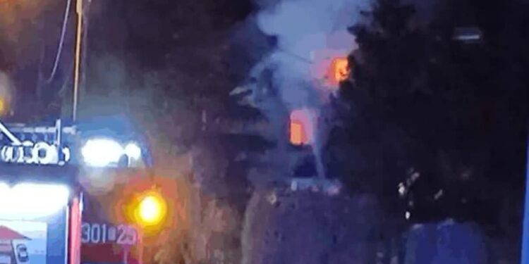 Pożar domu w Sanotku