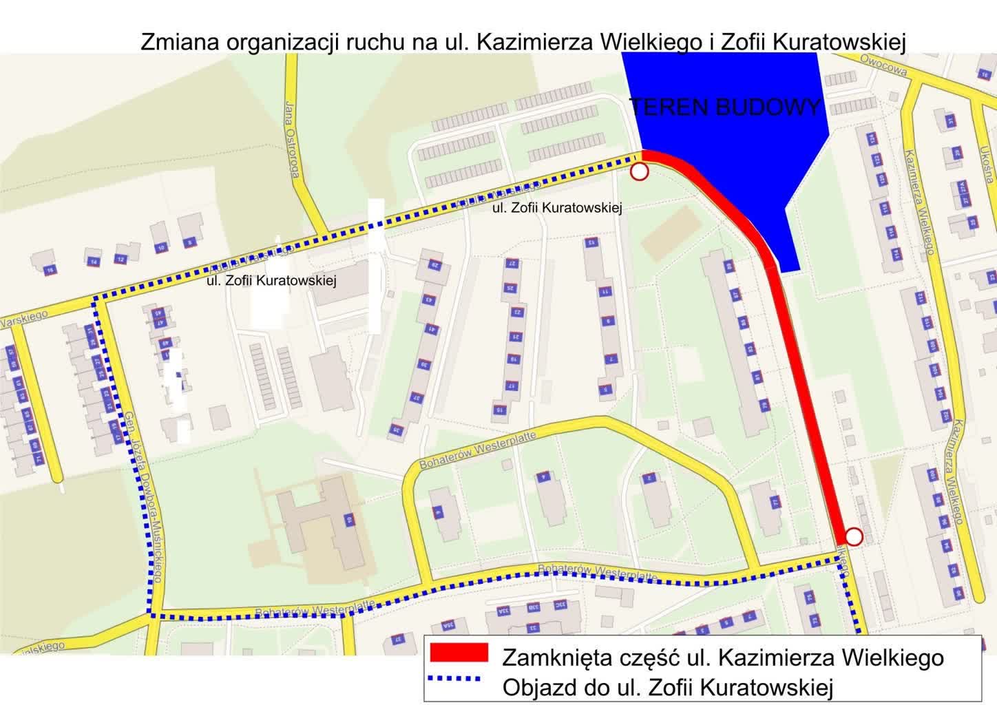 Ul. Kazimierza Wielkiego zamknięta od poniedziałku